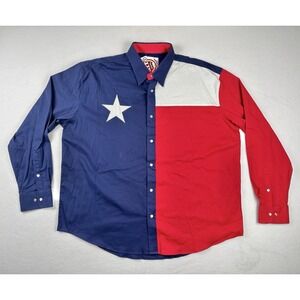 Larro Texas Flag Western Snap Shirt 3XB Red White Blue Cowboy Rodeo USA